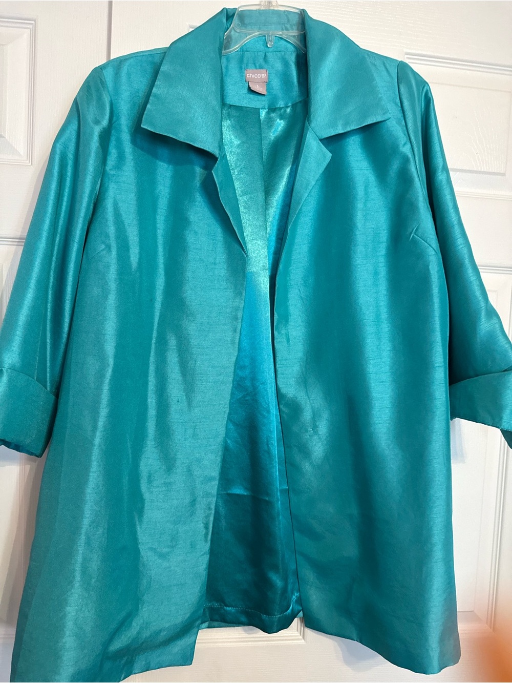 Chico's Teal Satin Jacket
